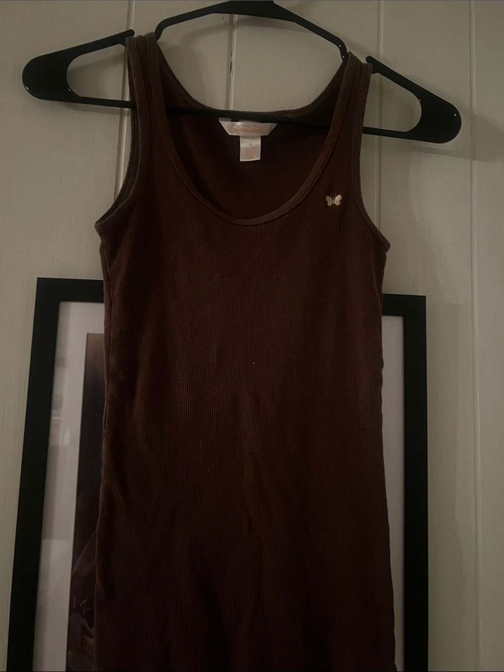 Aeropostale Brown Ribbed Tank with Butterfly Detail